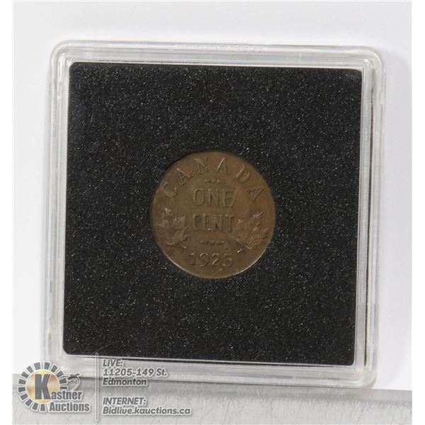 KEY DATE 1925 CANADA SMALL CENT GEORGE V KEY DATE, LOW MINTAGE CANADA SMALL CENT COIN. WITH A VERY L