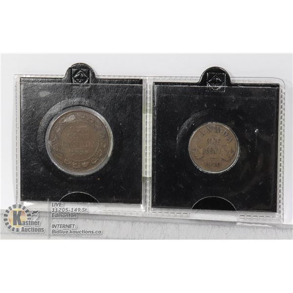 1920 LARGE AND SMALL CANADA CENT VARIETIES PART WAY THROUGH 1920 CANADA REDUCED THE SIZE OF THE 1 CE