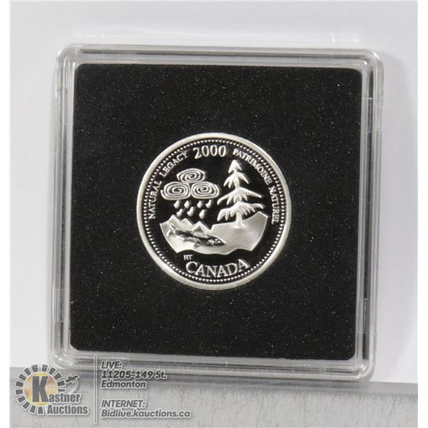 2000 PROOF SILVER CANADA 25C "NATURAL LEGACY" SILVER PROOF EDITION OF CANADA'S MILLENNIUM QUARTER SE
