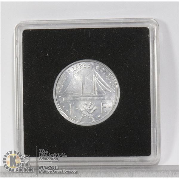 ST. PIERRE MIQUELON 1 FRANC COIN 1948 1 YEAR TYPE ISSUED IN 1948 FOR ST PIERRE A FRENCH TERRITORY LO