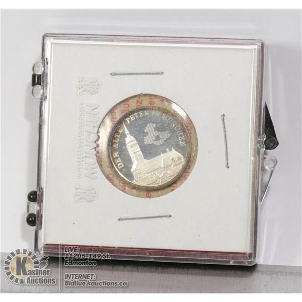 ST PETERS CHURCH MUNICH SOLID SILVER MEDAL SOLID SILVER COMMEMORATIVE MEDAL ISSUED FOR ST. PETERS CH