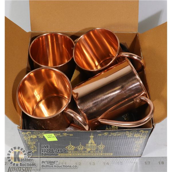 MOSCOW MULE 100% SOLID COPPER MUG SET