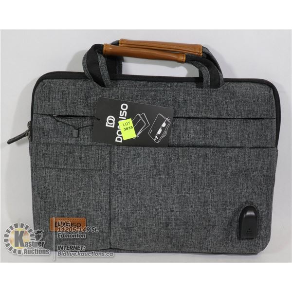 DOMISO LAPTOP BAG, BUILT IN CHARGE PORT APPROX 14 X 10"