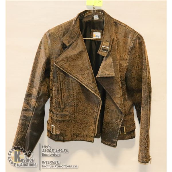 FAUX LEATHER BOMBER JACKET LADIES MEDIUM