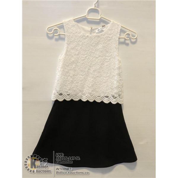 KIDS DRESS BY DEX KIDS DRESS BY DEX  SMALL SIZE 8 WHITE AND BLACK NEW