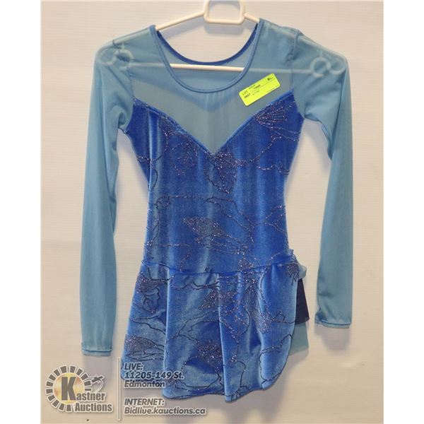 DANCE COSTUME DANCE COSTUME BLUE ONE PIECE  KIDS SIZE 12-14 USED