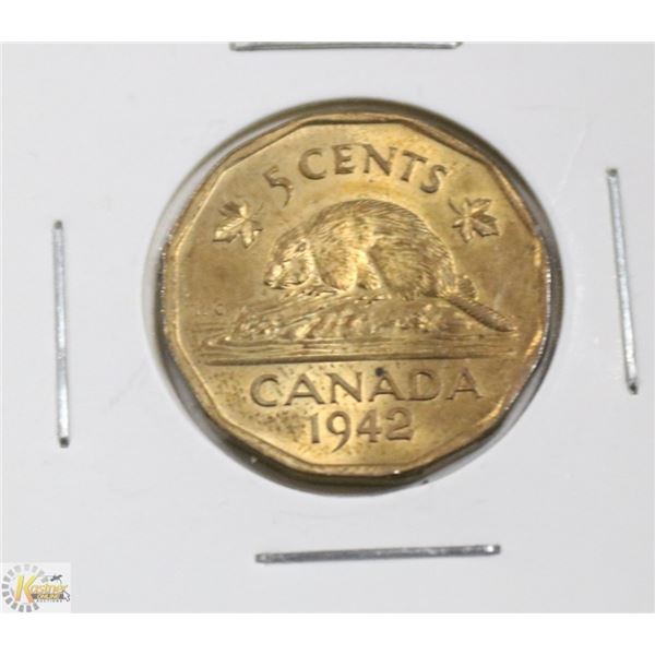 BRILLIANT UNCURCULATED 1942 CANADIAN GEORGE VI