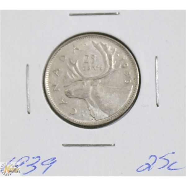 1939 GEORGE VI 25 CENT SILVER COIN BETTER DATE