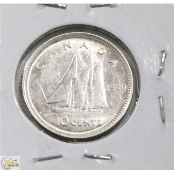CANADIAN UNCIRCULATED 1940 GEORGE VI 10 CENT