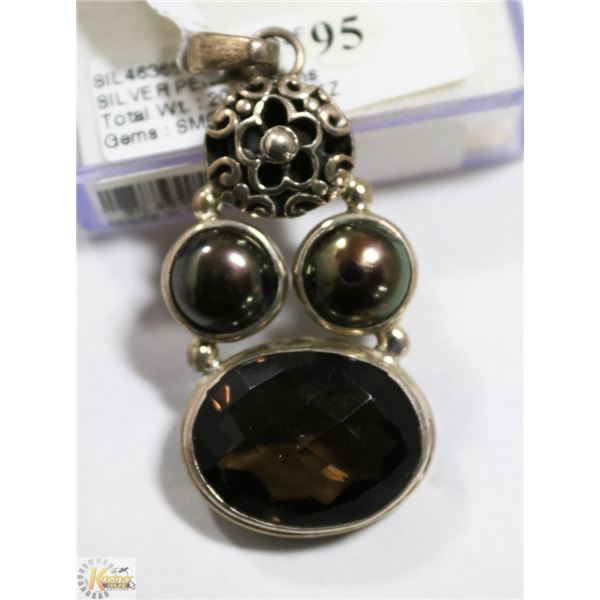 NEW SMOKY QUARTZ STERLING SILVER PENDANT RETAIL