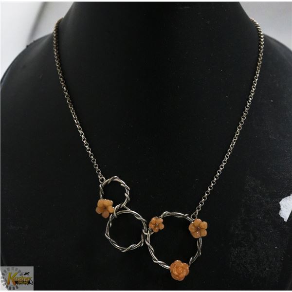 GENUINE CARNELIAN AND 925 STERLING SILVER