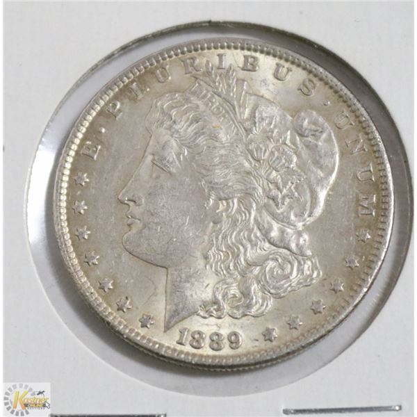 UNCIRCULATED 1889 USA MORGAN SILVER DOLLAR WITH