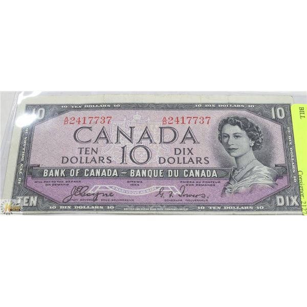 1954 CANADIAN DEVILS FACE $10 BILL