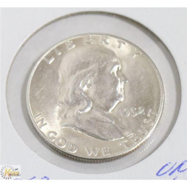 UNCIRCULATED 1952 USA .90 SILVER FRANKLIN HALF