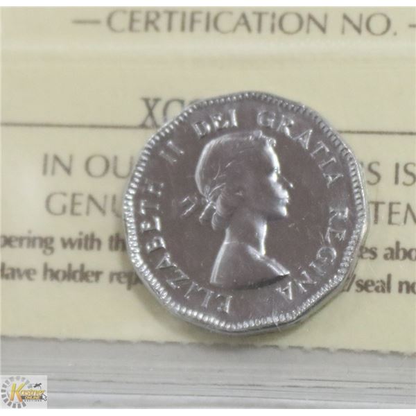 1953 CANADIAN FIVE CENT COIN CERT ICCS-MS63 1ST