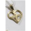 Image 1 : 10 KT GOLD CROSS HEART PENDANT
