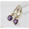 Image 1 : 10 KT AMETHYST HEART DROP EARRINGS