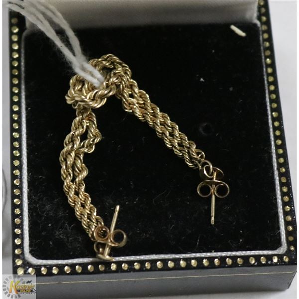10 KT YELLOW GOLD ROPE DROP EARRINGS
