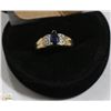 Image 1 : 10 KT SAPPHIRE AND 4 DIAMOND RING SIZE 6