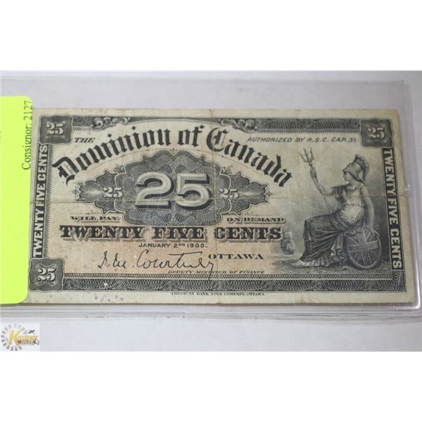 1900 CANADIAN  SHINPLASTER