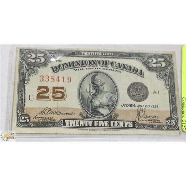 1923 CANADIAN  SHINPLASTER