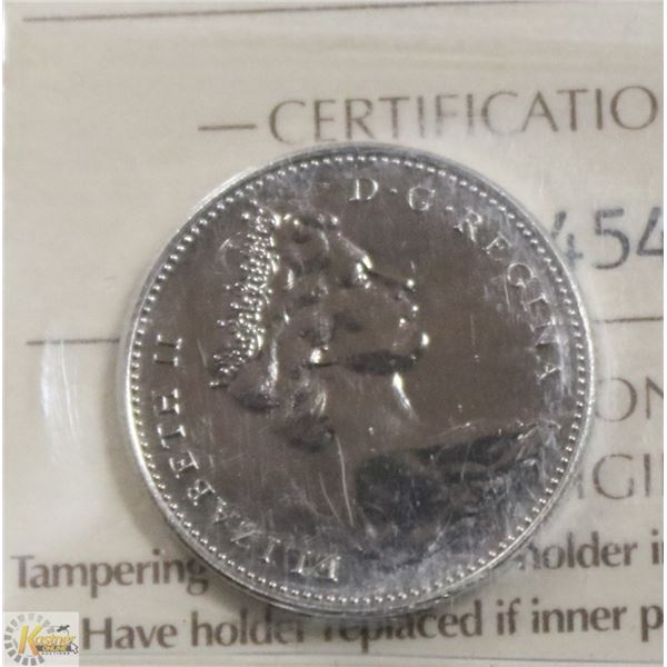 1978 CANADIAN FIVE CENT COIN CERT ICCS MS-66