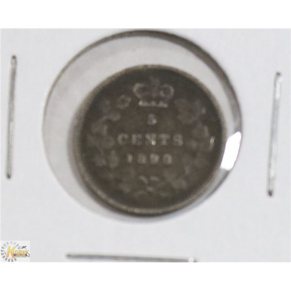 1896 CANADIAN QUEEN VICTORIA SILVER 5 CENT COIN