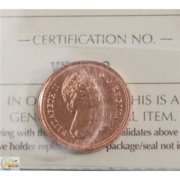 1980 CANADIAN ONE CENT COIN ICCS MS-66 RED