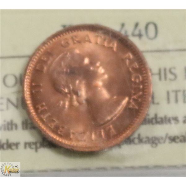 1953 CANADIAN ONE CENT COIN CERT ICCS MS-64 RED