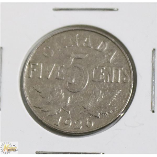 CANADIAN KEY DATE 1926 GEORGE V 5 CENT COIN