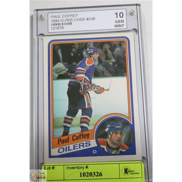 GRADED 10 PAUL COFFEY CARD 1984