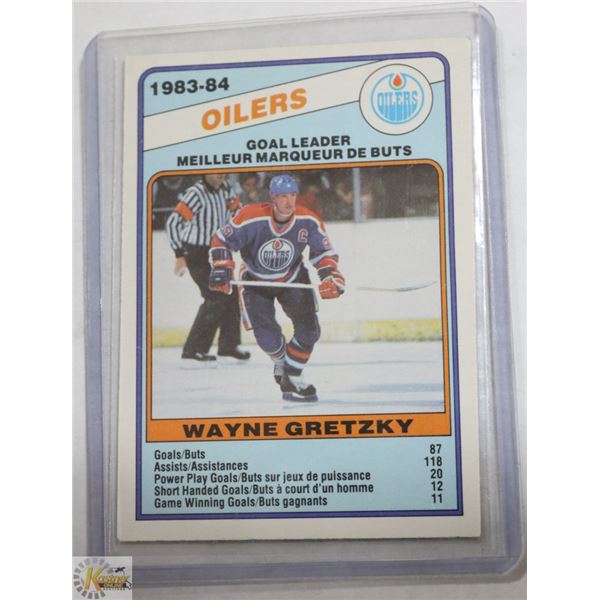 WAYNE GRETZKY OPEE CHEE 1983-84 GOAL LEADER CARD