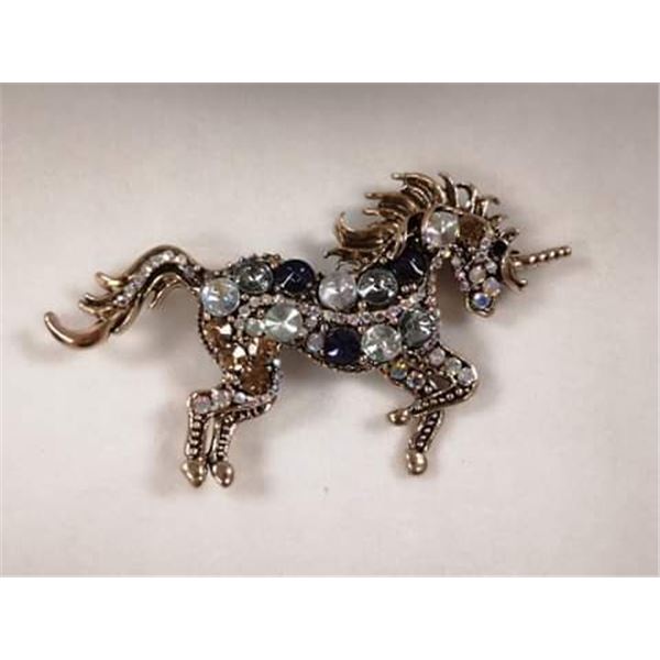 UNICORN RHINESTONE BROOCH