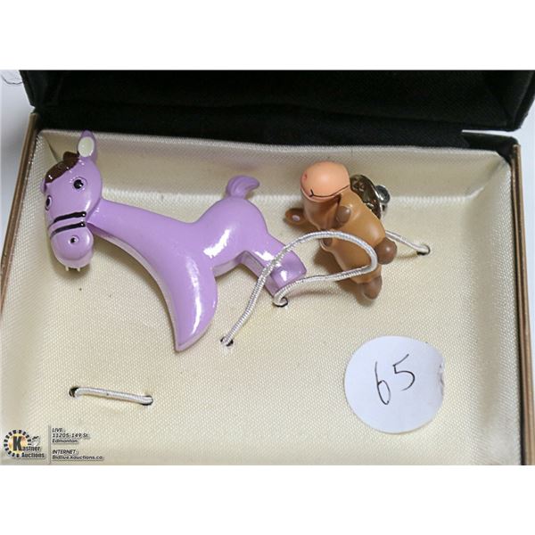 TWO VINTAGE HORSE PINS