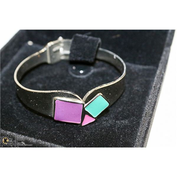 925 STERLING SILVER BANGLE CUFF WITH COLORED