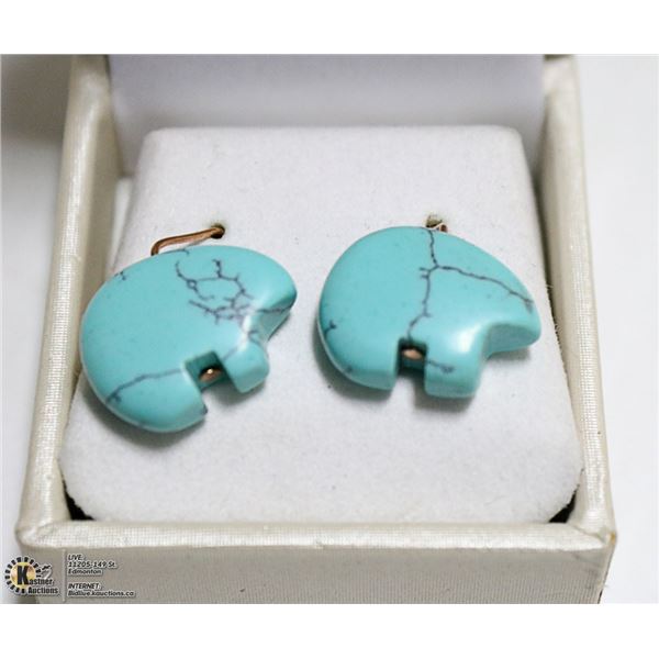 TURQUOISE CARVED POLER BEARS WITH STERLING