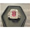 Image 1 : 18 K  WHITE GOLD RUBELITE TOURMALINE DIAMOND RING