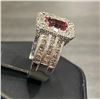 Image 2 : 18 K  WHITE GOLD RUBELITE TOURMALINE DIAMOND RING