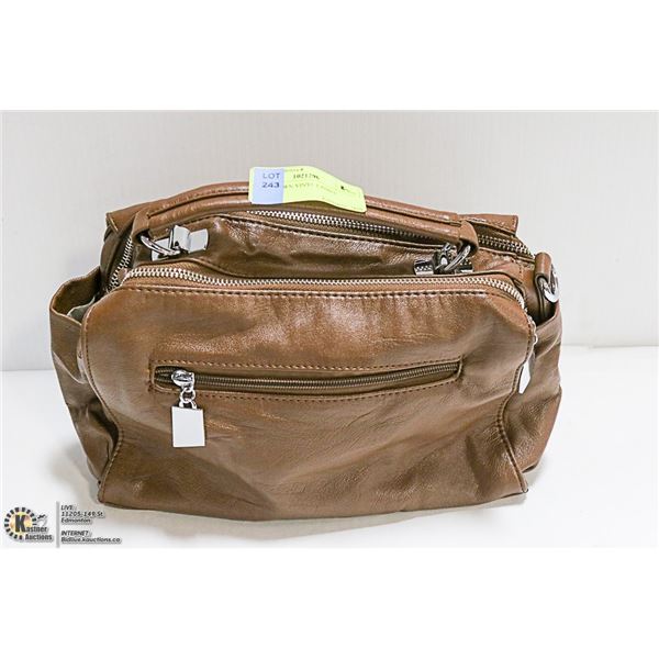 SOFT BROWN VINYL LADIES HANDBAG