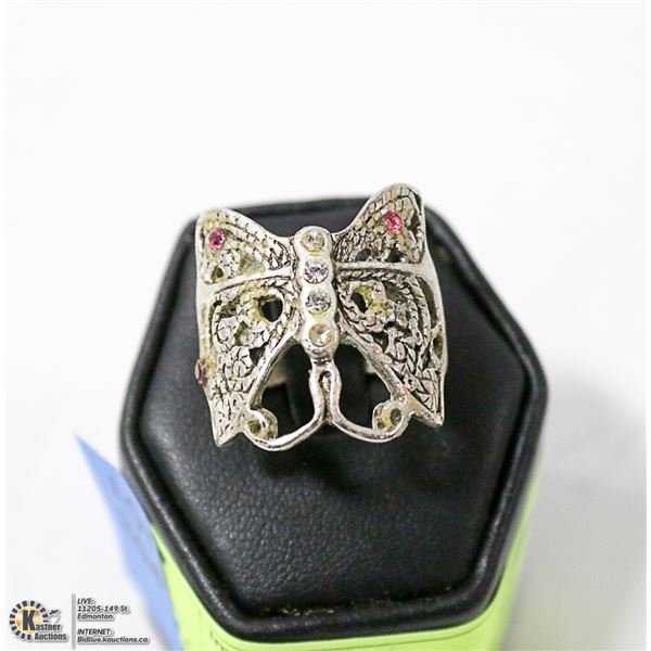VINTAGE BUTTERFLY STERLING SILVER RING SZ 6