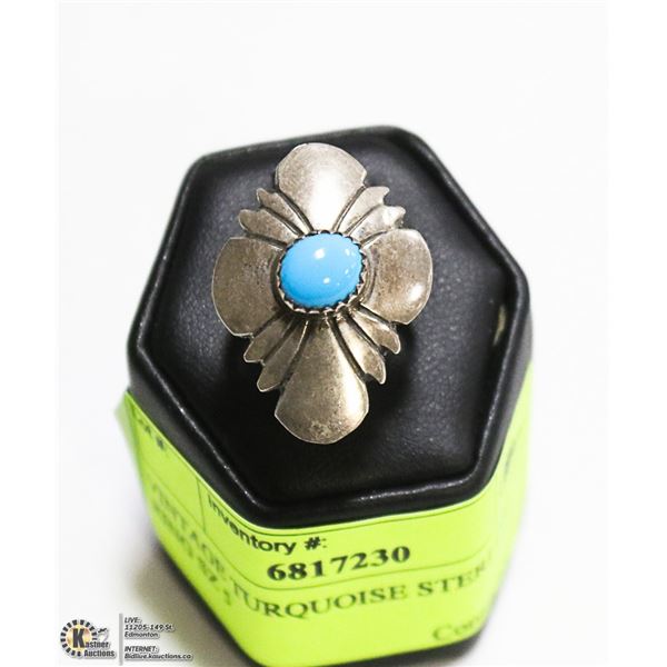 VINTAGE TURQUOISE STERLING RING SZ 5