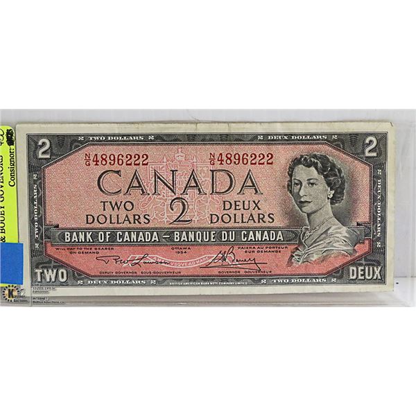 1954 CANADIAN $2 BANK NOTE