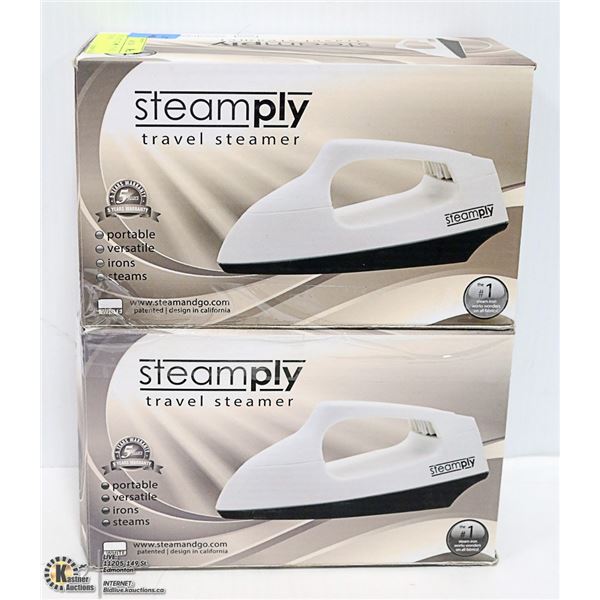 2 NEW  WHITE STEAMPLY TRAVEL STEAMERS