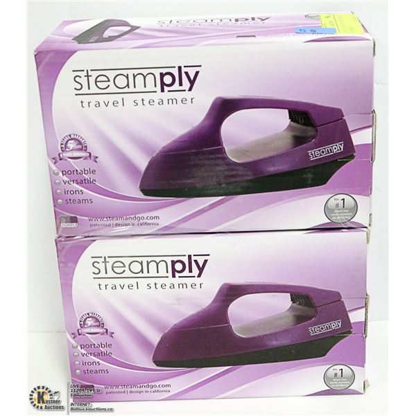 2 NEW  PURPLE STEAMPLY TRAVEL STEAMERS