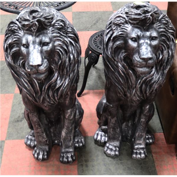 2 LARGE RESIN LION STATUES 37" TALL