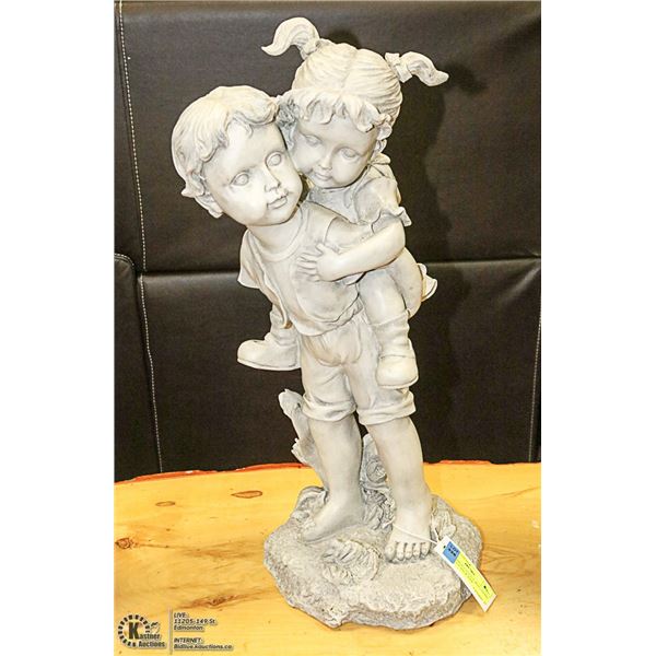 GREY GARDEN STATUE BOY GIVING GIRL PIGGY BACK RIDE