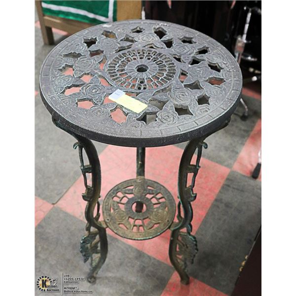 CAST METAL TWO-TIER TABLE/PLANT STAND - BLACK
