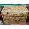 Image 1 : ANTIQUE LARGE WICKER CHEST W/ LEATHER STRAPS
