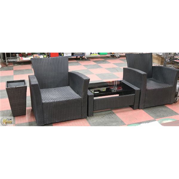 ESTATE 4-PIECE BLACK SYNTHETIC WICKER OUTDOOR