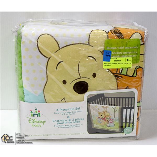 NEW 3 PC DISNEY WINNIE THE POOH CRIB SET